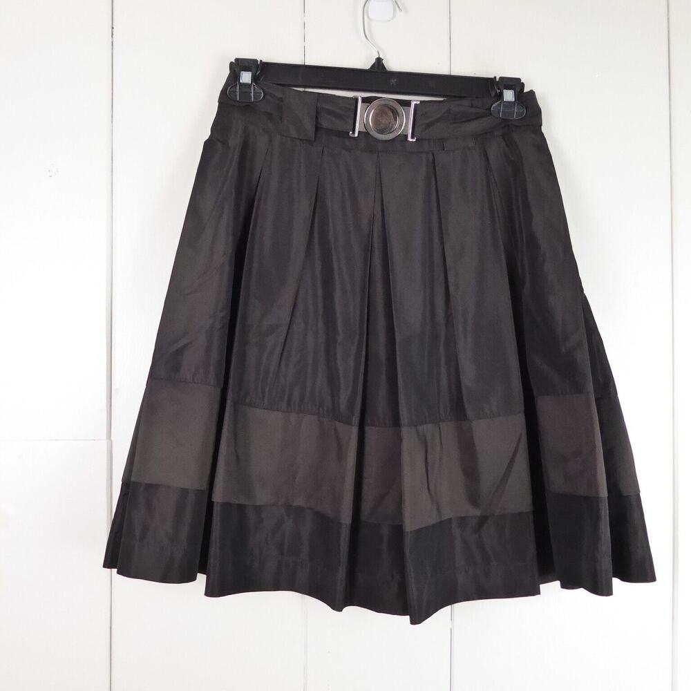 Zara Basic Skirt Women SZ M Pleated Built in Belt Stretch Preppy Career Business